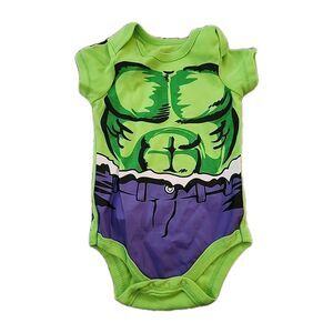 Baby Incredible Hulk One Piece Marvel Avengers 3-6 Months Costume Green Muscle